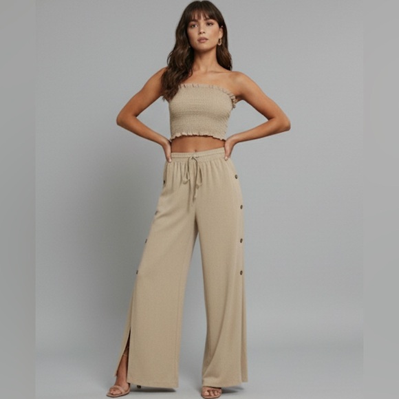 Boho Frill Trim Tube Top & Split Hem Pants - Picture 7 of 11